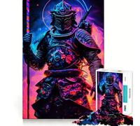Cyberpunk Samurai Warrior in Neon Armor Jigsaw 1000 Pieces for Teenagers Logic Skill Precise Edge Family Bond Ideal Decor (38x52cm)