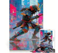 Cyberpunk Samurai Warrior with Dual Swords Puzzles for Adults 1000 Puzzles Brain Power Nice Thick Fun Challenge Premium Gift (38x52cm)