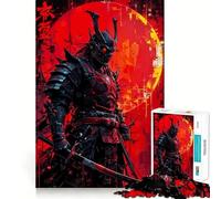 Cyberpunk Samurai with Red Moon 1000 Piece Jigsaw Puzzles Stress Relief Play HD Print Family Enjoyable Birthday Art Gift (38x52cm)