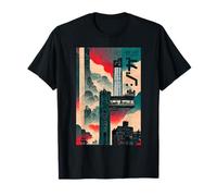 Cyberpunk Sci-fi Dystopia City Ukiyo-e Japanese Retro Style T-Shirt