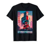 Cyberpunk Sci-fi Dystopia City Ukiyo-e Japanese Retro Style T-Shirt