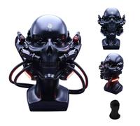 Cyberpunk Skull Half Face Mask - LED Light-Up Cosplay Mask with Laser Effect, Mechanical Arms & Headgear, Futuristic Party Costume Prop for Adults