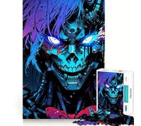 Cyberpunk Skull Robot with Glowing Eyes 1000-piece Puzzle for Adults Mental Skill Bright Print Enjoyable Challenge Birthday Surprise (38x52cm)