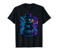 Cyberpunk Snowman Hyper Winter Scene T-Shirt