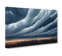 Cyberpunk Storm Clouds Canvas Print | Gallery Wrapped 30mm Frame Wall Art | 30x20 inches | Ready to Hang | Contemporary Picture | Living Room Bedroom Lounge Office