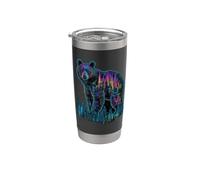 Cyberpunk Urban Nature Bear Design for Forest and Art Fans Stainless Steel Insulated Tumbler