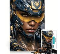 Cyberpunk Warrior Woman Portrait Jigsaw Puzzles for Adults 1000 Piece Brain Agility Restful Game Happy Challenge Night Game (50x75cm)