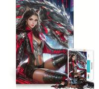 Cyberpunk Wolf Girl Jigsaw Puzzles for Adults1000 Piece Logic Fun Sharp Detail Playful Challenge Christmas Idea (38x26cm)