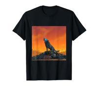 Cyberpunk Wolf Howling Wasteland Apocalypse Value Graphic T-Shirt