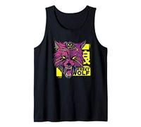 Cyberpunk Wolf Illustration - Vaporwave Retro Retrowave 80s Tank Top