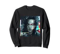 Cyberpunk Woman Digital Distortion Sci-Fi Art Sweatshirt