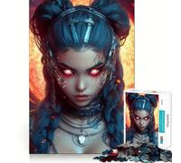 Cyberpunk Woman with Red Eyes Jigsaw Puzzles 1000 Piece for Adults Memory Boost Cozy Fun Pattern Assemble Nice Decor (38x52cm)