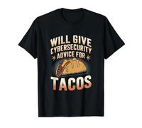 Cybersecurity Advice for Tacos Funny IT Analyst Value Graphic T-Shirt, Men, Black, M