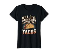 Cybersecurity Advice for Tacos Funny IT Analyst Value Graphic T-Shirt, Women, Black, L