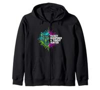 Cybersecurity Threat Hunter Packet Whisperer Wolf Zip Hoodie