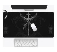 Cybersigilism Angel Sword Desk Mat Black and White XXL Large Extended Gaming Mouse Pad Gamer Work Office Computer Deskmat Mousepad Laptop Keyboard Mat Desk Pad 35.4x15.7 in