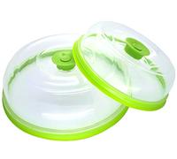 CyberTech Press N Fresh Universal Vacuum Air-Tight Food Sealer Container Plate Platter Lid Cover Topper Dome, Stackable, Safe for Microwave, Dishwasher and Bpa Free 1 9 & 7 inches Green