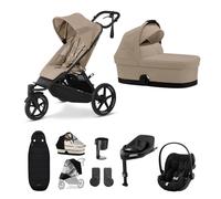 Cybex AVI Spin 3 Wheeler Pushchair with Cloud G i-Size Car Seat and Base 10 Piece Bundle - Almond Beige