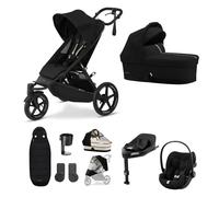 Cybex AVI Spin 3 Wheeler Pushchair with Cloud G i-Size Car Seat and Base 10 Piece Bundle - Moon Black
