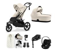 Cybex AVI Spin 3 Wheeler Pushchair with Cloud G i-Size Car Seat and Base 10 Piece Bundle - Seashell Beige