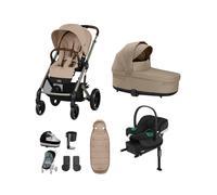Cybex Balios Pushchair Bundle with Cybex Aton B2 i-Size Car Seat (6 Pieces) - Almond Beige Almond Beige