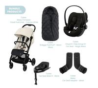 Cybex Beezy Compact Pushchair with Cloud G Car Seat & Base & Snøgga Footmuff Travel System Bundle - Canvas White