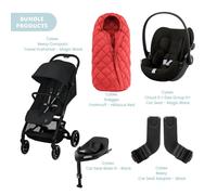 Cybex Beezy Compact Pushchair with Cloud G Car Seat & Base & Snøgga Footmuff Travel System Bundle - Magic Black