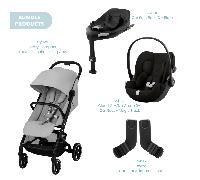 Cybex Beezy Compact Pushchair with Cloud G Car Seat & Base Travel System Bundle - Fog Grey