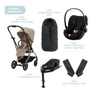 Cybex Eezy S Twist+2 Pushchair with Cloud G Car Seat & Base & Snøgga Footmuff Travel System Bundle - Almond Beige