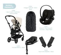 Cybex Eezy S Twist+2 Pushchair with Cloud G Car Seat & Base & Snøgga Footmuff Travel System Bundle - Canvas White