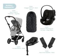 Cybex Eezy S Twist+2 Pushchair with Cloud G Car Seat & Base & Snøgga Footmuff Travel System Bundle - Fog Grey