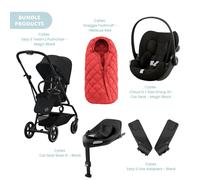 Cybex Eezy S Twist+2 Pushchair with Cloud G Car Seat & Base & Snøgga Footmuff Travel System Bundle - Magic Black