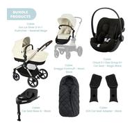 Cybex Eos Lux Silver 2-in-1 Pushchair with Cloud G Car Seat & Base & Snøgga Footmuff Travel System Bundle - Seashell Beige