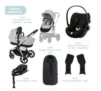 Cybex Eos Lux Silver 2-in-1 Pushchair with Cloud G Car Seat & Base & Snøgga Footmuff Travel System Bundle - Lava Grey
