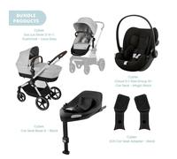 Cybex Eos Lux Silver Pushchair with Cloud G Car Seat & Base Travel System Bundle - Lava Grey