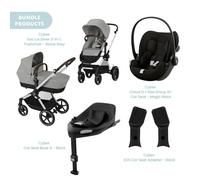 Cybex Eos Lux Silver Pushchair with Cloud G Car Seat & Base Travel System Bundle - Stone Grey