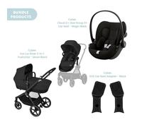 Cybex Eos Lux Silver Pushchair with Cloud G Car Seat Travel System Bundle - Moon Black