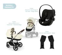 Cybex Eos Lux Silver Pushchair with Cloud G Car Seat Travel System Bundle - Seashell Beige