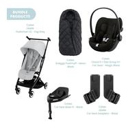 Cybex Eos Lux V2 Silver 2-in-1 Pushchair with Cloud G Car Seat & Base & Snøgga Footmuff Travel System Bundle - Fog Grey