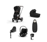 Cybex Epriam Pushchair Bundle With Cybex Cloud T i-Size + Baby Car Seat & Base (7 Pieces) - Rose Gold/Black Sepia Black
