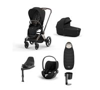 Cybex EPriam Pushchair Bundle With Cybex Cloud T i-Size Rotating Baby Car Seat & Base (7 Pieces) - Rose Gold/Black Sepia Black