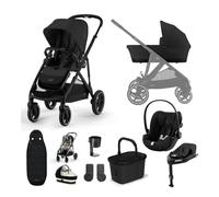 Cybex Gazelle S Lux Pushchair with Cloud G i-Size Car Seat and Base 11 Piece Bundle - Moon Black (Black Frame)