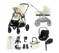 Cybex Gazelle S Lux Pushchair with Cloud G i-Size Car Seat and Base 11 Piece Bundle - Seashell Beige (Taupe Frame)