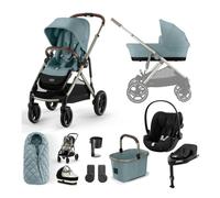 Cybex Gazelle S Lux Pushchair with Cloud G i-Size Car Seat and Base 11 Piece Bundle - Stormy Blue (Taupe Frame)