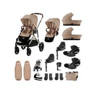 Cybex Gazelle S Twin Pushchair Bundle with Cybex Cloud T i-Size Rotating Baby Car Seat & Base (16 Pieces)- Almond Beige Almond Beige