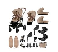 Cybex Gazelle S Twin Pushchair Bundle with Cybex Cloud T i-Size Rotating Baby Car Seat & Base (16 Pieces)- Almond Beige Almond Beige
