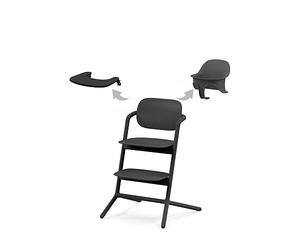 CYBEX Gold LEMO High Chair 3-in-1 Set, Grows with your child, 6 Months - 99 years, Usable from birth thanks to the separate Bouncer, in aby Set and Snack Tray, Aluminium/Plastic, Stunning Black