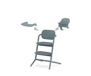 CYBEX Gold LEMO High Chair 3-in-1 Set, Grows with your child, 6 Months - 99 years, Usable from birth thanks to the separate CYBEX Bouncer, in aby Set and Snack Tray, Aluminium/Plastic, Stone Blue