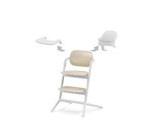CYBEX Gold LEMO High Chair 3-in-1 Set, Grows with your child, 6 Months - 99 years, Usable from birth thanks to the separate CYBEX Bouncer, in aby Set and Snack Tray, Aluminium/Plastic, Sand White