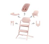 CYBEX Gold LEMO High Chair 4-in-1 Set, Grows with Child, 0-99 Years, Usable from birth, incl. Bouncer Nest, Baby Set, Snack Tray, Newborn Insert, Headrest & Adapter Set, Aluminium/Plastic, Pearl Pink